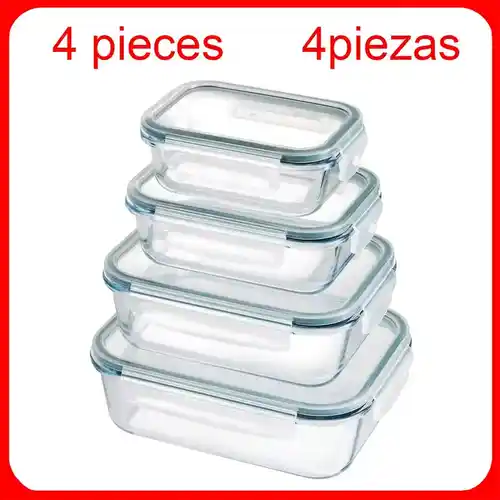 Pack 4 recipientes de borosilicato (200-1000ml) aptos microondas
