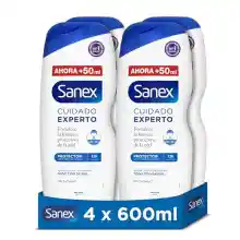 Pack 4 Uds x 600ml Sanex Cuidado Experto Protector Gel de Ducha