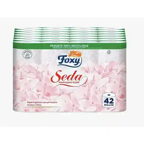 Pack 42 rollos de papel higiénico FOXY Seda 3 capas