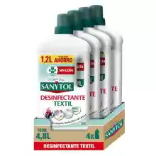 Pack 4x 1.2L Sanytol Desinfectante Textil, Elimina Gérmenes y Malos Olores de la Ropa Sin Lejía