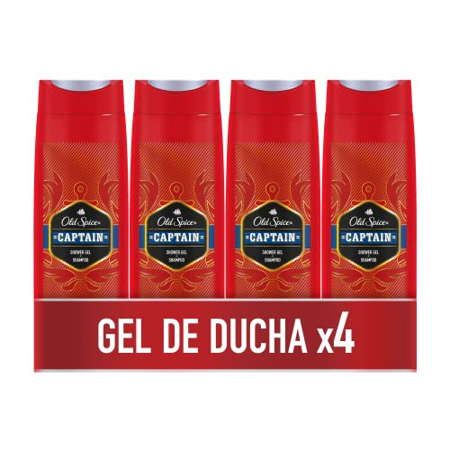 Pack 4x Gel de Ducha y Champú Old Spice Captain de 400ml