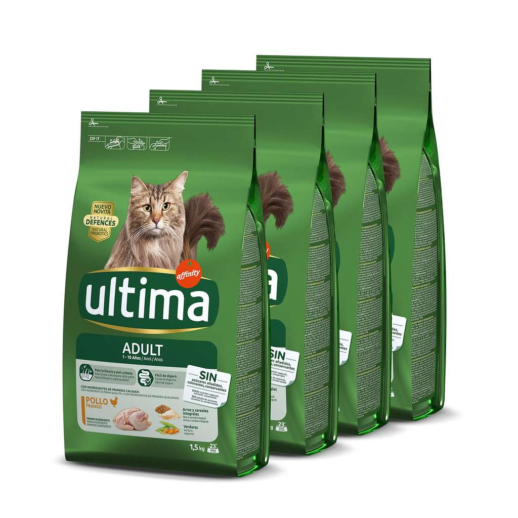 Pack 4x Pienso para Gatos Adultos con Pollo ultima (En total 6 kg)