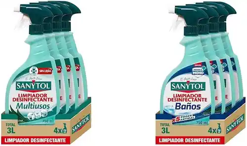 Pack 4x Sanytol Desinfectante Multiusos + 4x Desinfectante Antical Baños