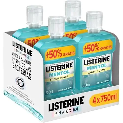 Pack 4x750 ml Listerine Mentol Sabor Suave