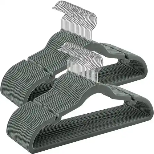 Pack 50 perchas de terciopelo Songmics antideslizantes con barra para pantalones