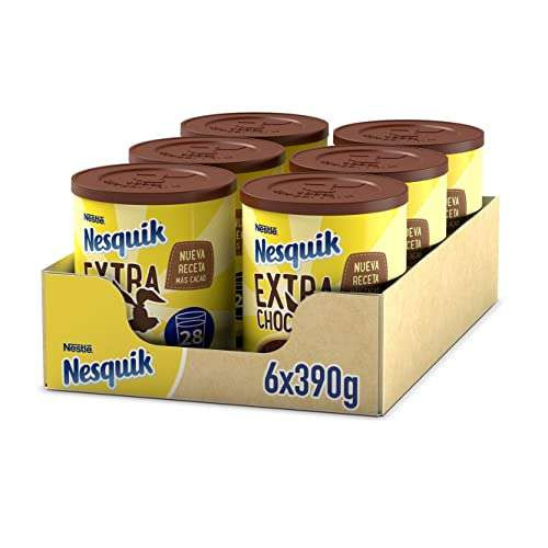 Pack 6 botes Nestlé Nesquik cacao soluble instantáneo Extra Choc