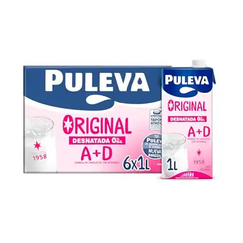 Pack 6 briks x 1L Puleva Leche Desnatada A+D