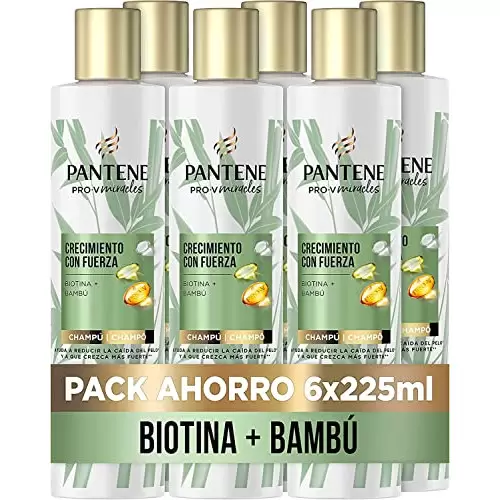 Pack 6 x 225 ml Pantene Pro-V Miracles Crecimiento con Fuerza -  Champú Con Bambú Y Biotina
