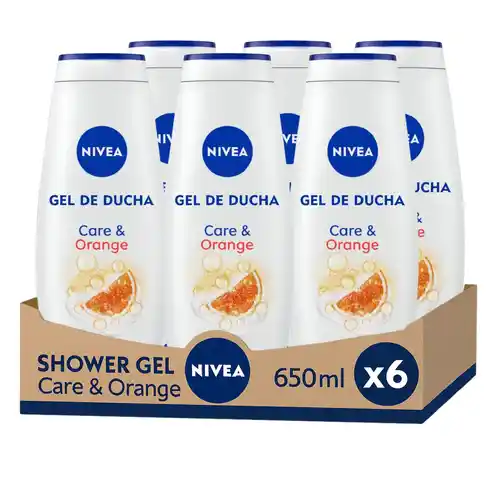 Pack 6 x 650ml gel de ducha NIVEA Care & Orange