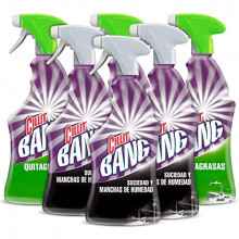 Pack 6 x 750 ml - Cillit Bang - Spray Limpiador Suciedad y Manchas de Humedad, para Baños y juntas negras + Spray Quitagrasas, para cocinas