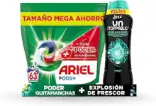 Pack 63 lavados Ariel Pods Todo en 1 + Lenor Unstoppables Fresh 570g