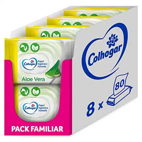 Pack 640 Toallitas Colhogar Aloe Papel Higiénico Húmedo (8 paquetes de 80 toallitas)