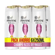 Pack 6x 225ml Champú Pantene Rizos Definidos Nutri Pro-V, Fórmula Pro-V + Antioxidantes
