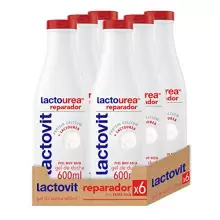 Pack 6x 600ml Gel de Ducha Reparador Lactourea Lactovit - para Pieles Secas y Extra Secas