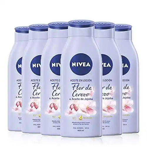 Pack 6x Aceite En Loción Nivea Flor Cerezo 400ml