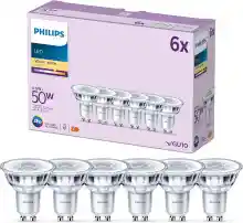 Pack 6x Bombillas LED Philips GU10 (Luz Blanca Cálida)
