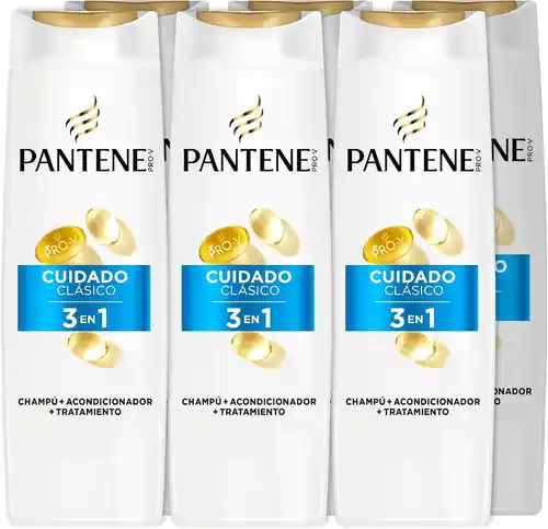 Pack 6x Champú + Acondicionador + Tratamiento Pantene 3en1 Cuidado Clásico 300ml