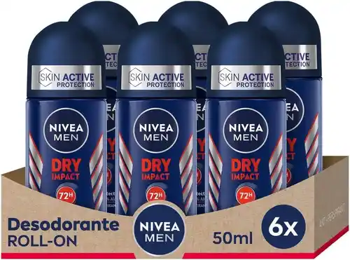 Pack 6x Desodorante Nivea Men Dry Impact Roll-on (6 x 50 ml)