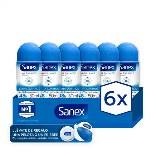 Pack 6x Desodorante roll-on Sanex pH Balance Dermo 48h por 8,84€ + ENVIO GRATIS APP