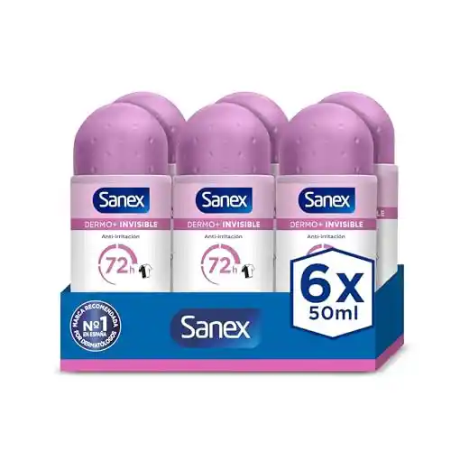 Pack 6x Desodorante Sanex Dermo+ Invisible Roll-On 50ml