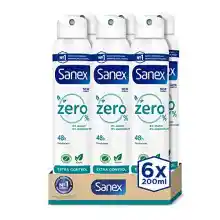 Pack 6x Desodorantes Spray 200ml Sanex Zero% Extra Control