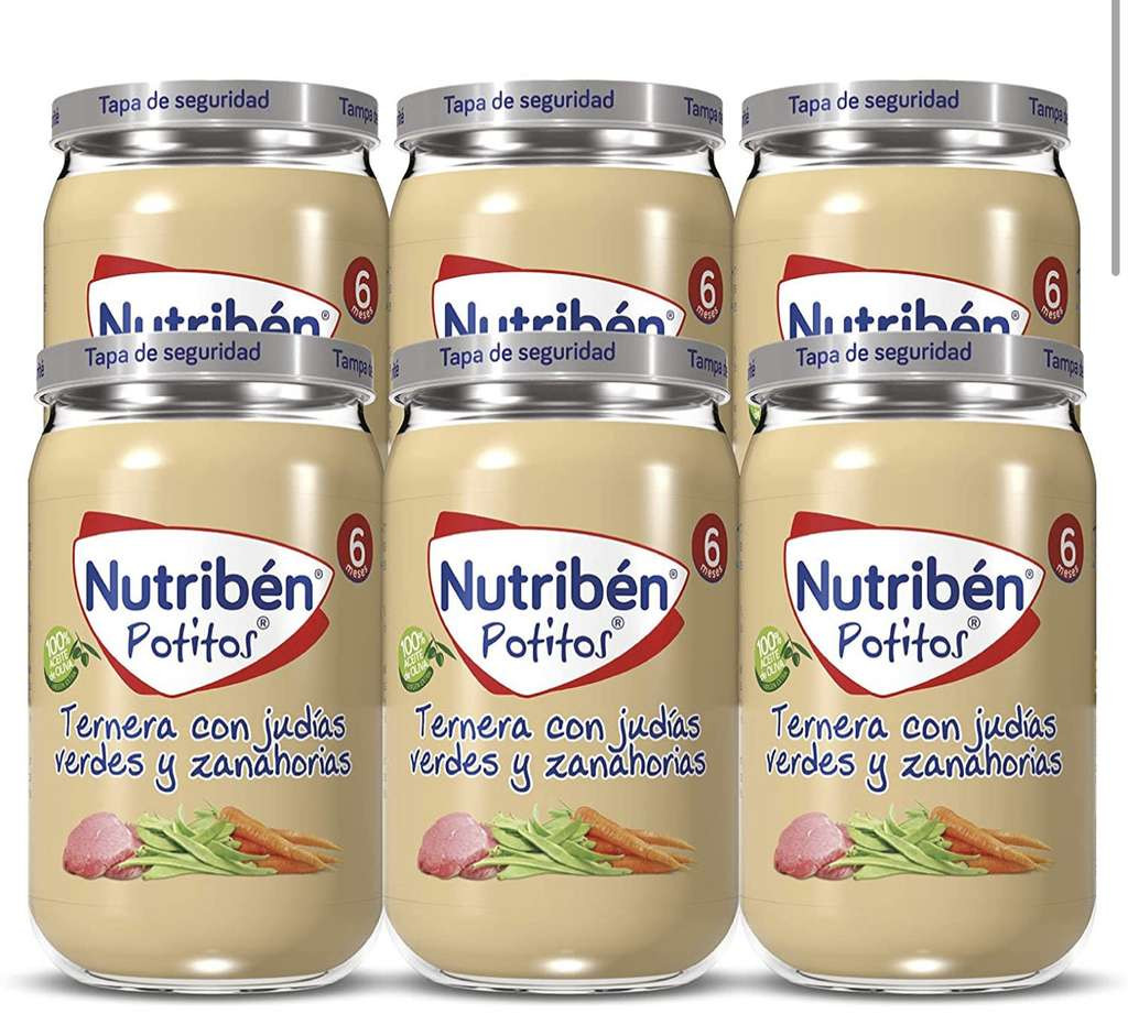 Pack 6x Nutribén Potitos De Ternera con Judías Verdes Y Zanahoria