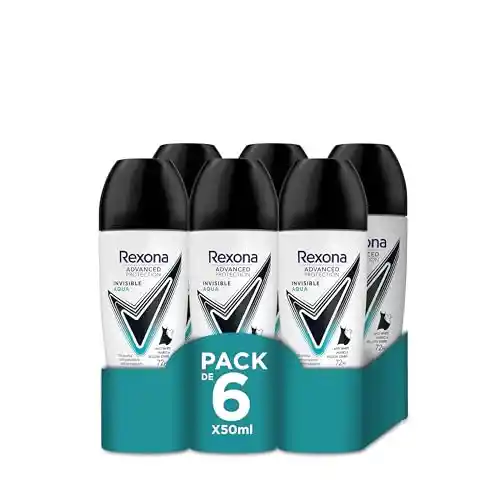 Pack 6x Rexona Invisible Aqua Desodorante Antitranspirante en Roll-on