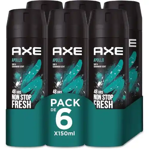 Pack 6x150ml AXE Desodorante APOLLO (más fragancias disponibles)