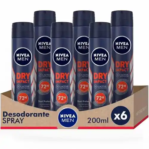 Pack 6x200ml Desodorante Nivea Men Dry Impact Spray