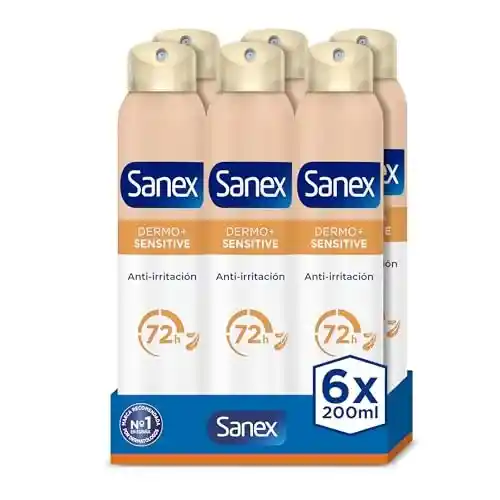 Pack 6x200ml Sanex Dermo Sensitive Desodorante Spray Antitranspirante