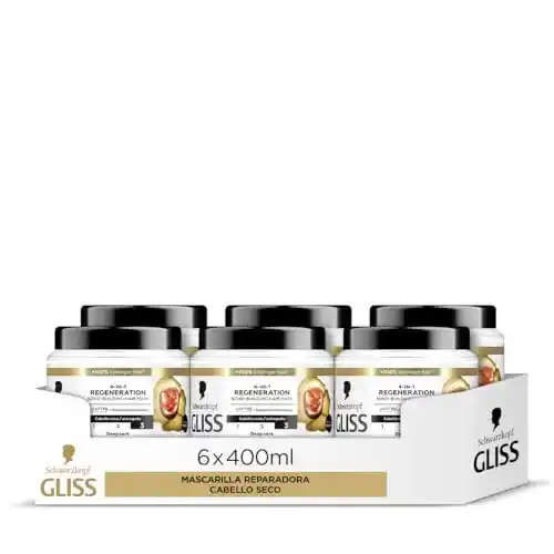 Pack 6x400ml Mascarillas Gliss Total Repair para cabello seco
