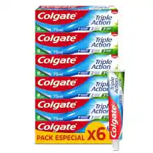 Pack 6x75ml pasta de dientes colgate triple acción