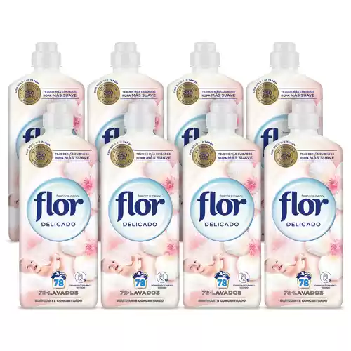 Pack 8 botellas Flor Delicado Suavizante Concentrado para la ropa (total 624 lavados)