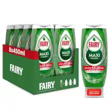 Pack 8 x 450 ml Fairy Maxi Poder Lavavajillas Liquido a Mano (3,6 L)