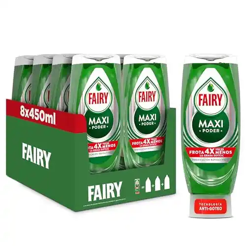 Pack 16 x 450 ml Fairy Maxi Poder Lavavajillas Liquido a Mano (3,6 L) - OFERTA PRIME DAY + PROMO -70% en 2ª ud