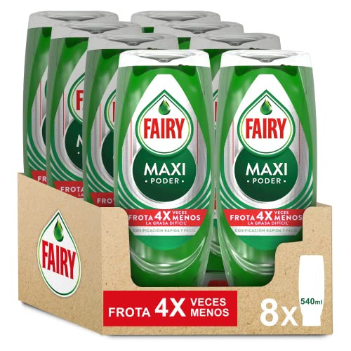 ¡4,3L de Fairy! Pack 8 x 540 ml Fairy Maxi Poder Lavavajillas a Mano Líquido