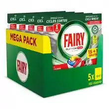 Pack 80 pastillas Fairy Platinum Plus Todo En Uno Limón para lavavajillas