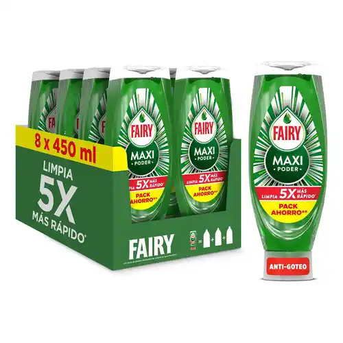 Pack 8x450ml Fairy Maxi Poder Lavavajillas