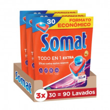 Pack 90 pastillas Somat Todo en 1 Pastillas Detergente para Lavavajillas