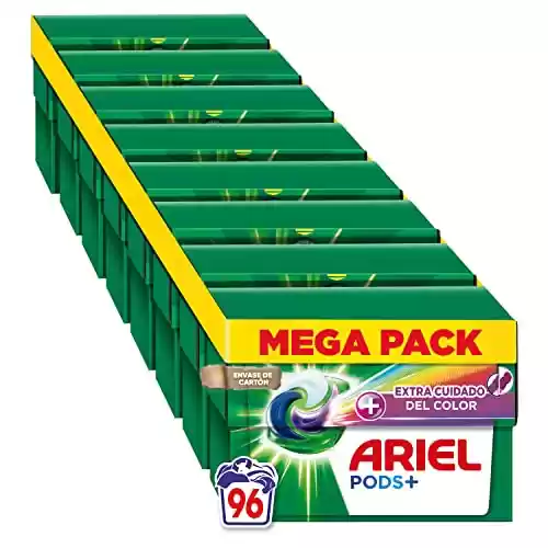 Pack 96 lavados (8x12) Ariel All-in-One Detergente Lavadora en Cápsulas (Cuidado Extra del Color y el Brillo)