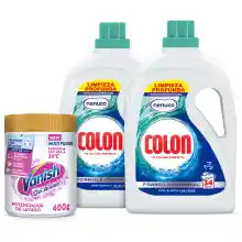 Pack ahorro Detergente lavadora Colon 68 lavados + Quitamanchas Vanish Oxi Action Advance 400g Polvo White
