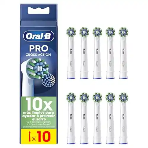 Pack de 10 Cabezales Oral-B Pro CrossAction Recambios para Cepillo de Dientes Eléctrico