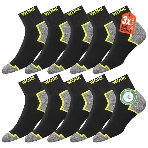 Pack de 10 pares de calcetines SOXCO Work para hombre con amortiguación y tecnología DRI-WIK