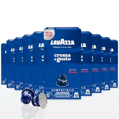 Pack de 100 cápsulas de café Lavazza Crema e Gusto Classico compatibles Nespresso Original (10x10)