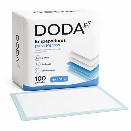 Pack de 100 empapadores para perros Doda (60x60 cm) para entrenamiento