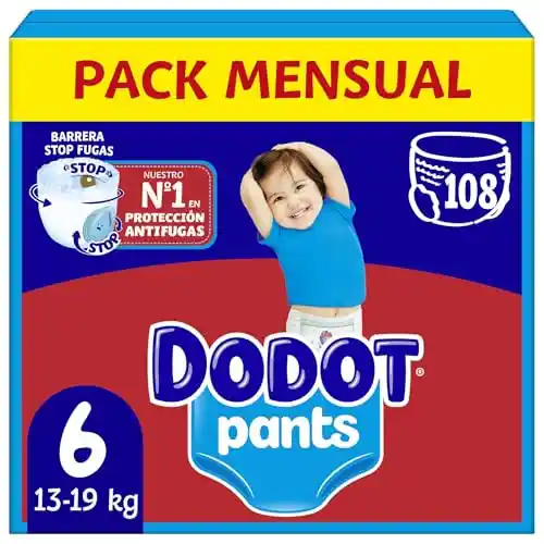 Pack de 108 Dodot Bebé Pants pañales-braguita con ajuste 360° anti-fugas