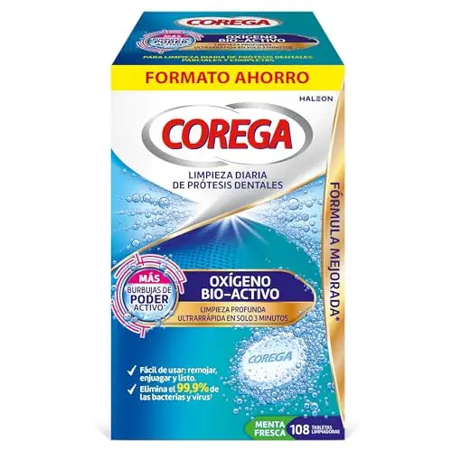 Pack de 108 tabletas Corega Oxígeno Bio-Activo para prótesis dentales