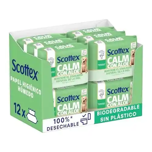 Pack de 12 Scottex Papel Higiénico Húmedo Aloe Vera (792 toallitas)