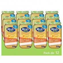 Pack de 12 x 235 g Hero Baby Tarritos de Melocotón de la Huerta y Plátano para bebé