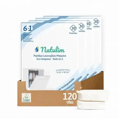 Pack de 120 Pastillas de Lavavajillas Natulim 6 en 1 Eco-friendly